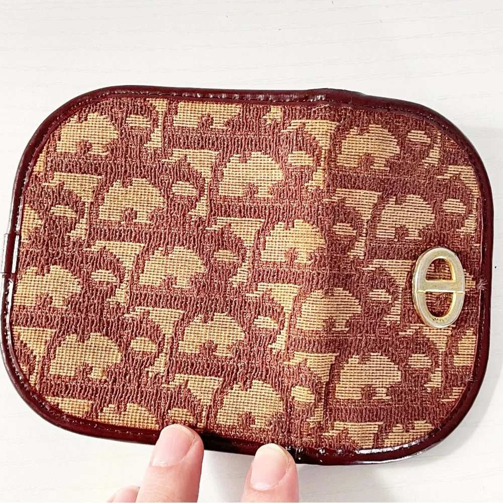 Christian Dior trotter monogram red vintage snap pouch